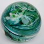 Art glass Signed 1997 green swirl paperweight