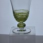 Pair Art glass green tread wine glasses