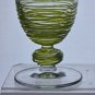 Pair Art glass green tread wine glasses
