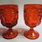 L E Smith Glass Moon and stars red Goblet pair