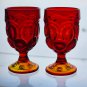 L E Smith Glass Moon and stars red Goblet pair