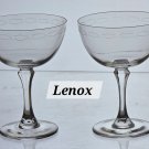 Pair Signed Lenox Crystal sentiment tall sherbet's glasses replacement
