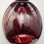 Hand cut glass art cranberry Paperweight signed Peter ORourke