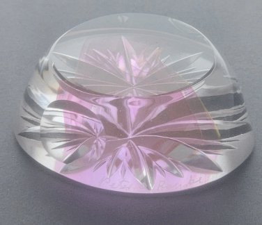 Hand cut glass oval art Paperweight signed Peter ORourke