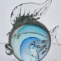 blue vealed glass fish paperweight