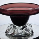 Signed art glass amethyst dish Signed art glass amethyst dish
