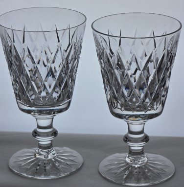 Hand cut clear glass goblet Seneca Pair
