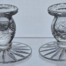 Pair candle cut glass sticks crystal