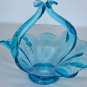 Blue art glass basket Italy