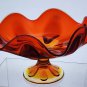 Viking persimmon 6 petal glass compote