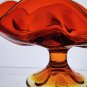 Viking persimmon 6 petal glass compote