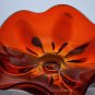 Viking persimmon 6 petal glass compote