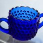 L E Smith blue hobnail Glass sugar and creamer