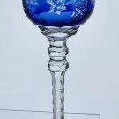 Cut to clear Cobalt glass tall wine hock grapes