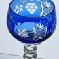 Cut to clear Cobalt glass tall wine hock grapes