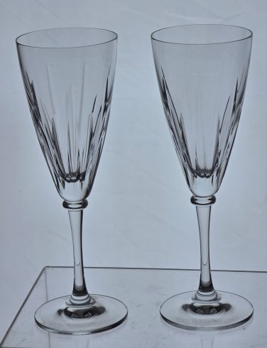 Mikasa cut glass flutes stemware pair