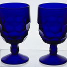 Viking Glass blue goblet honeycomb pair