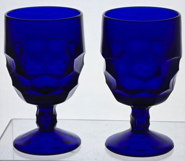 Viking Glass blue goblet honeycomb pair