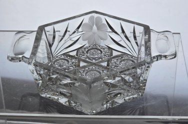 Cut glass dish with tabs American brilliant