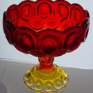 LE Smith glass large Red moon and stars footed bowl