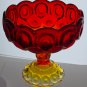 LE Smith glass large Red moon and stars footed bowl
