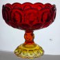 LE Smith glass large Red moon and stars footed bowl