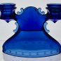 Pair L.E Smith Glass blue Mt Pleasant candlesticks