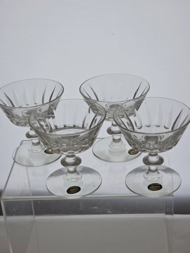 4 Libbey cut glass tall sherbert / champagne Raleigh