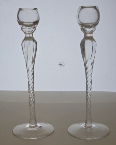 Signed pair Lenox Aria candle sticks Crystal Made in USA Mt Pleasant PA