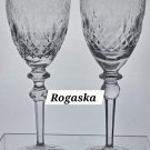 Pair Rogaska Hand Cut goblets glass lead crystal Gallia