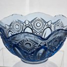 L E Smith Glass blue scoloped edge bowl