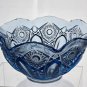 L E Smith Glass blue scoloped edge bowl
