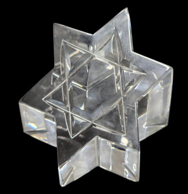 Hand crafted art glass star paperweight Signed