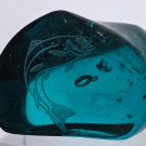 Hand crafted art glass paperweight from L.E. Smith Etched fish Glows Hand crafted art glass paperweight from L.E. Smith Etched fish Glows