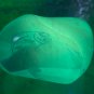 Hand crafted art glass paperweight from L.E. Smith Etched fish Glows