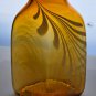 Amber Art glass white swirl square