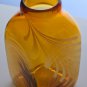 Amber Art glass white swirl square