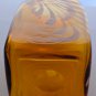 Amber Art glass white swirl square