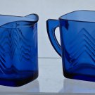 Cobalt blue Hazel Atlas Glass sugar and creamer Ritz