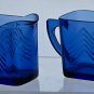 Cobalt blue Hazel Atlas Glass sugar and creamer Ritz