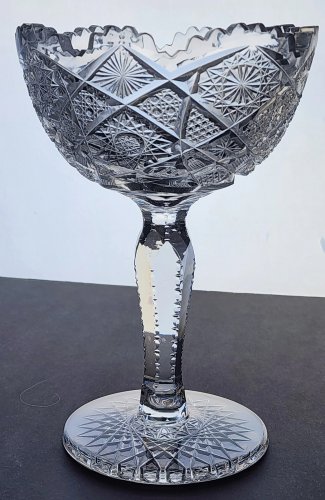 American Brilliant Period Cut Glass compote, Antique c1925