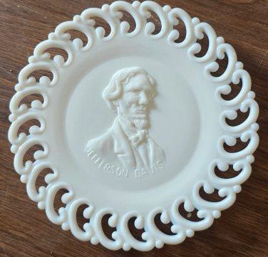 Jefferson Davis collection milk Glass plate