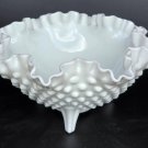 Fenton glass ruffled edge 3 leged dish auction