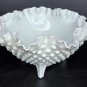 Fenton glass ruffled edge 3 leged dish auction
