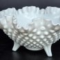 Fenton glass ruffled edge 3 leged dish auction