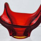 LE Smith glass Red free-form square bowl
