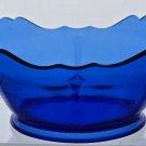 L.E Smith Glass blue double shield sq bowl Mt Pleasant pattern