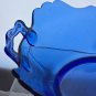 L.E Smith Glass blue double shield sq bowl Mt Pleasant pattern