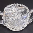 American Brilliant Period Cut Glass 2 handle large sugar Antique abp hand cut