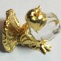 Swarovski crystal brass hen figurine